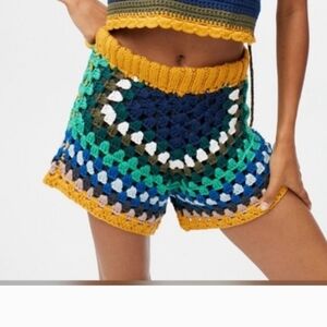Urban Outfitters Kimchi Blue Rainbow Crochet Granny Square Shorts - M